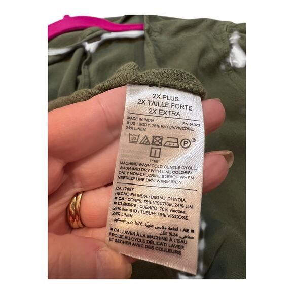 Old Navy Army Green Linen Blend Button Front Romper Jumpsuit Size 2XL - Picture 12 of 13